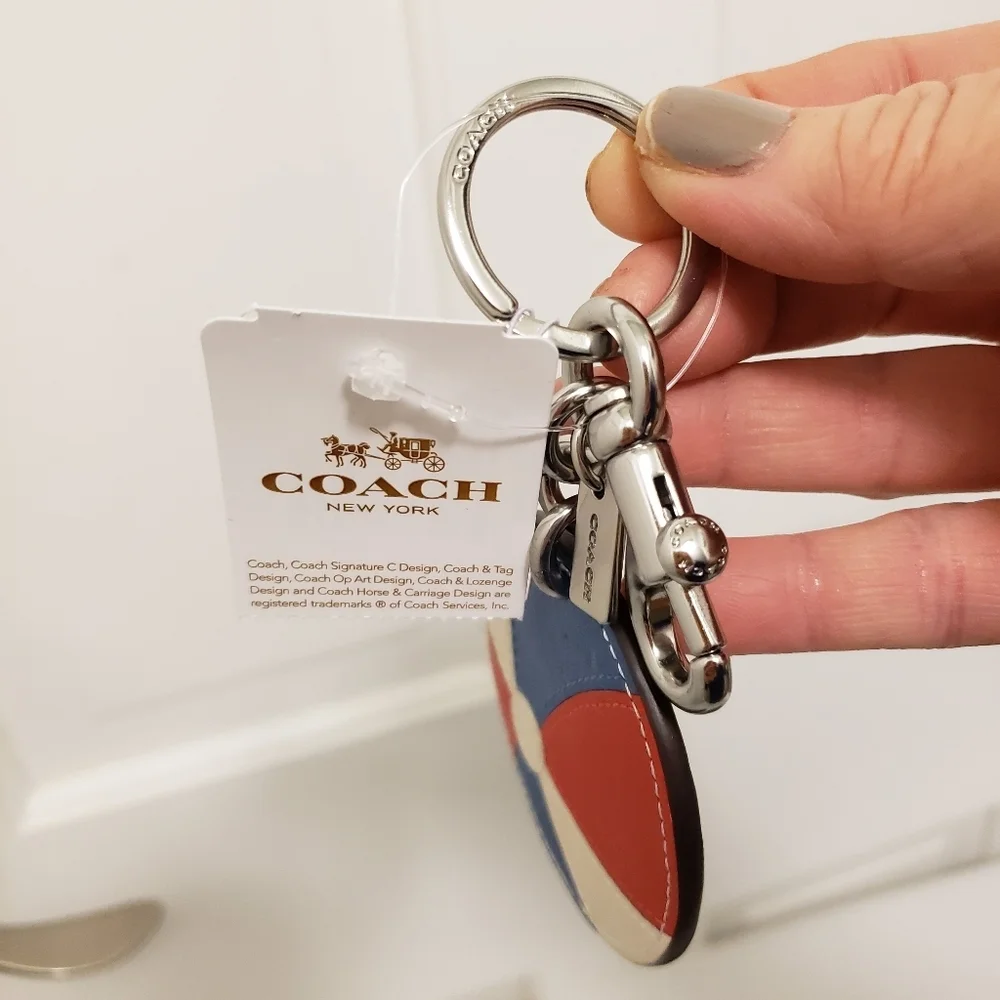 NWT Coach Leather Beachball Bag Charm/key Chain, Ret. $68
